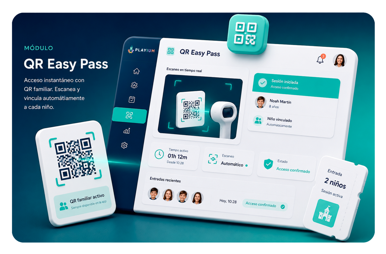Captura de pantalla del módulo QR Easy Pass de Playium